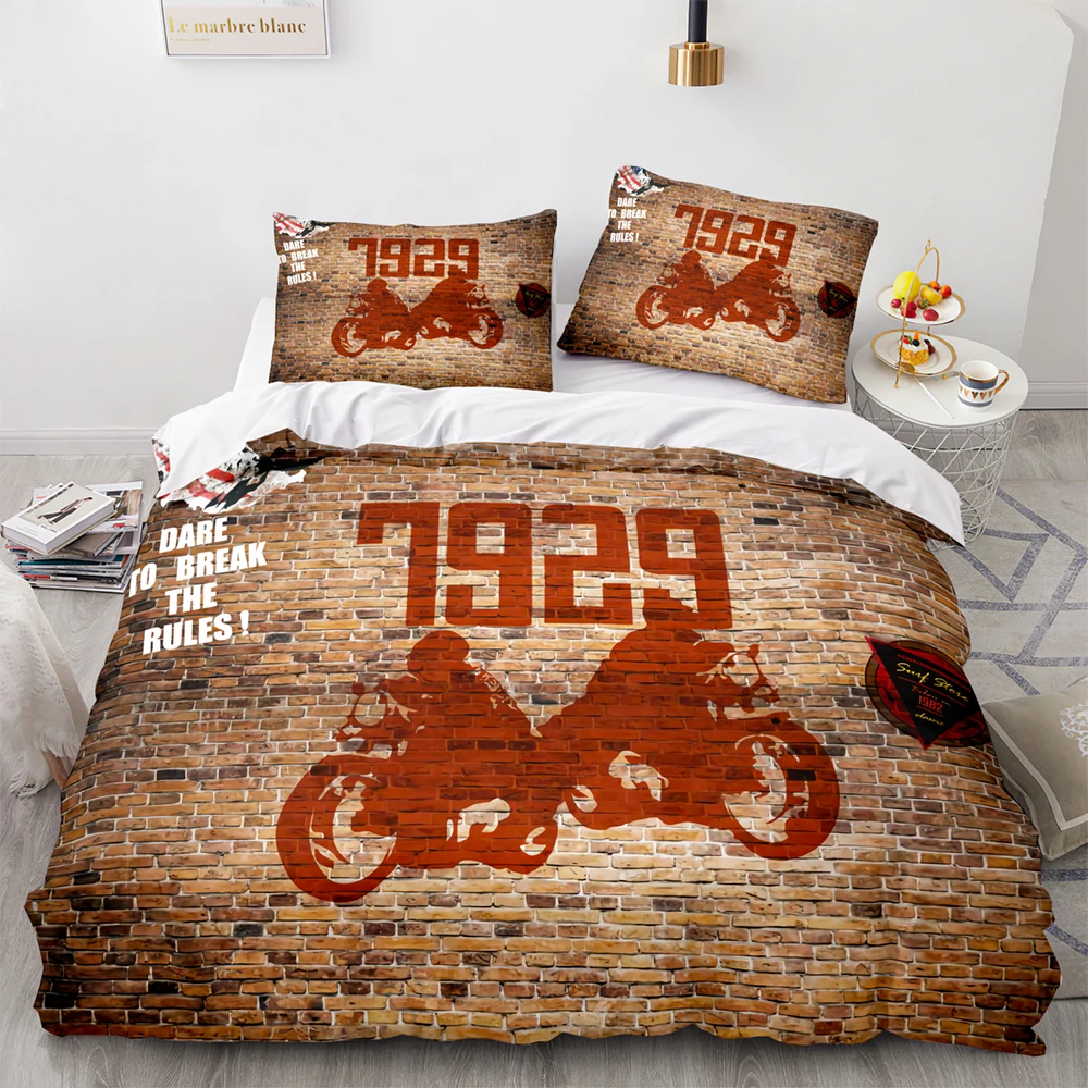 

Cool motorcycle Bedding Set Single Twin Full Queen King Size Retro Bed Set Aldult Kid Bedroom Duvetcover Sets 3D Print 041