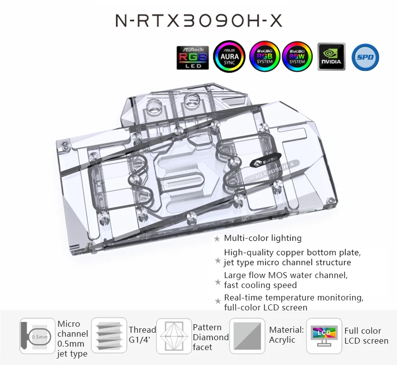 

Bykski Gpu Water Block use for NVIIDIA RTX 3090 /3080 Reference Edition GPU Card / Full Cover Copper Radiator Block /A-RGB / RGB