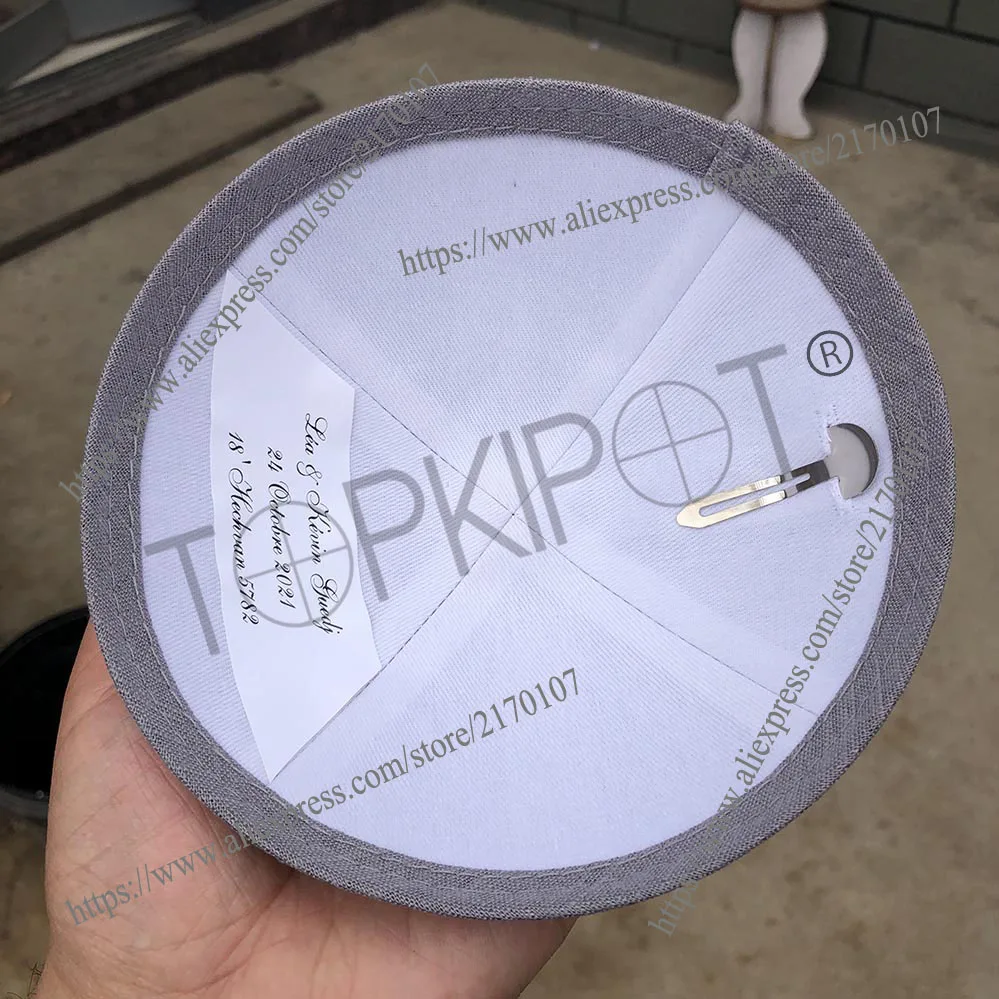 Темно-серый льняной KIPPAH KIPOT KIPPOT с белым вышитым логотипом для свадьбы |