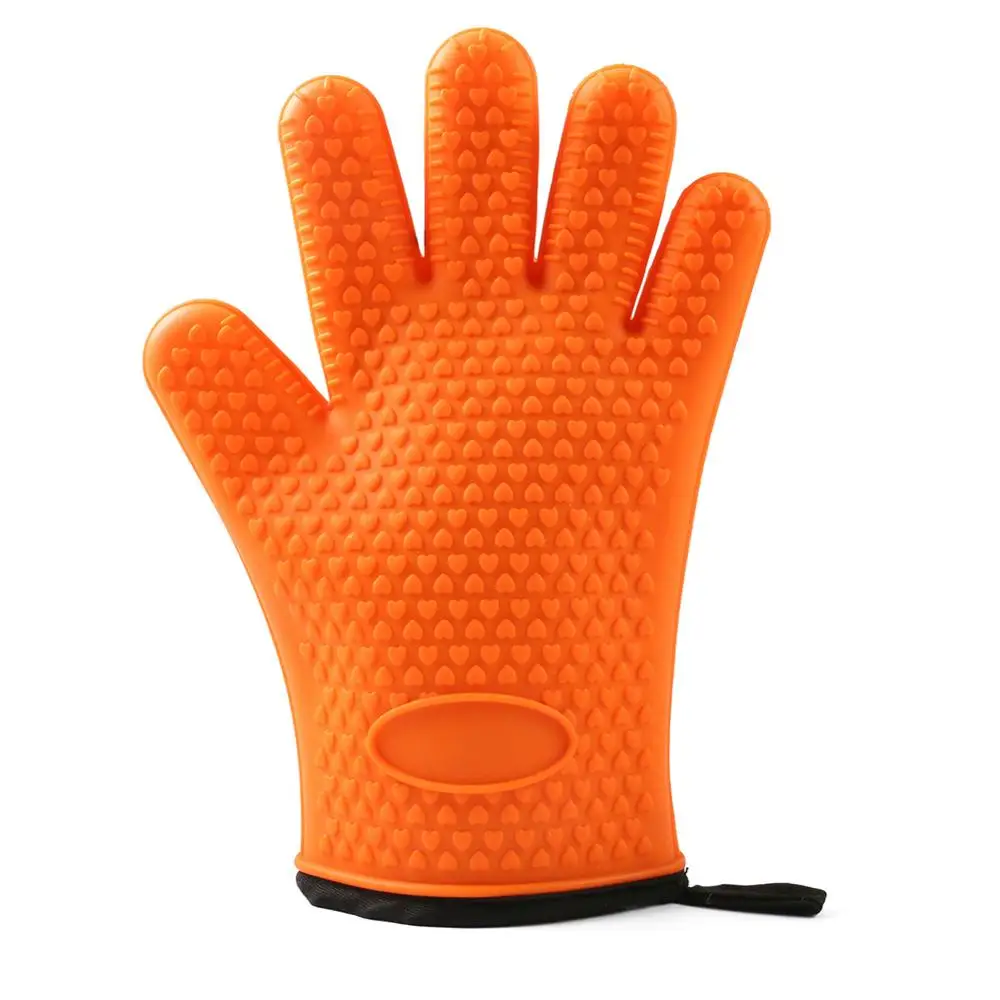 Orange Силиконовые Анти-ожоги утолщенные перчатки защитные Нескользящие термостойкие посудомоечные безопасные перчатки для барбекю выпечки Potholder 27,5*19 - Цвет: Orange