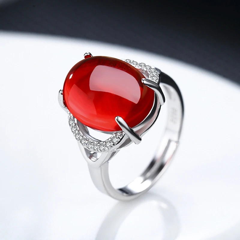 HuiSept Classic Silver 925 Women Ring Jewellery Oval Shape Ruby Emerald Zircon Gemstone Open Rings Wedding Party Gift Wholesale | Украшения