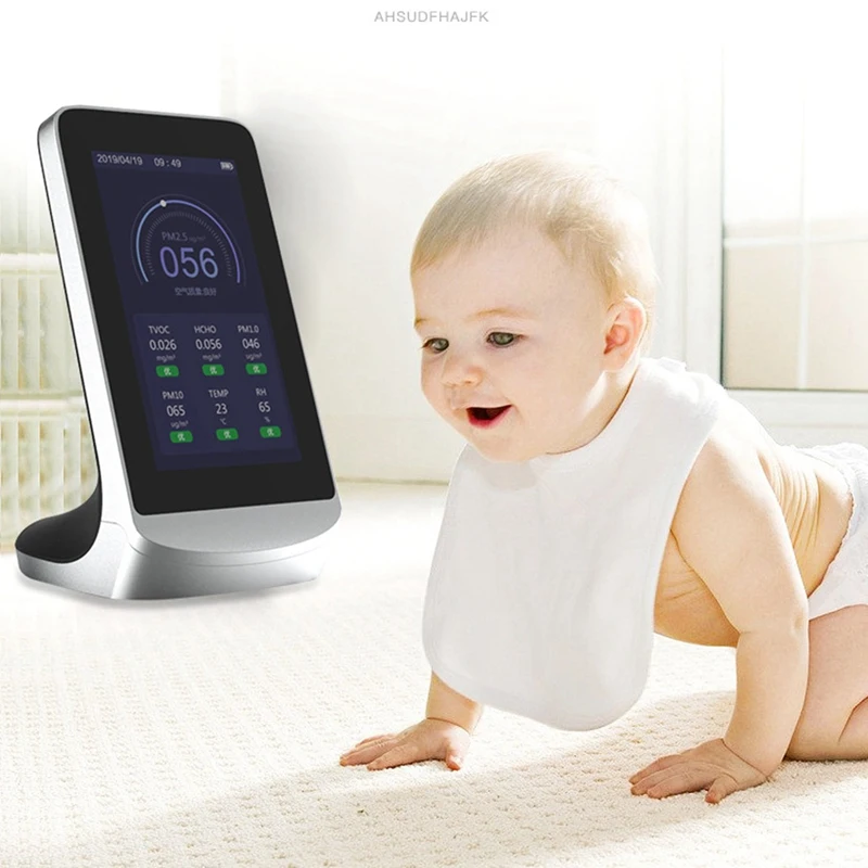 

Air Quality Monitor Smart Air Detector, CO2 PM2.5 Multifunction TVOC Gas Sensor Supports Tuya APP