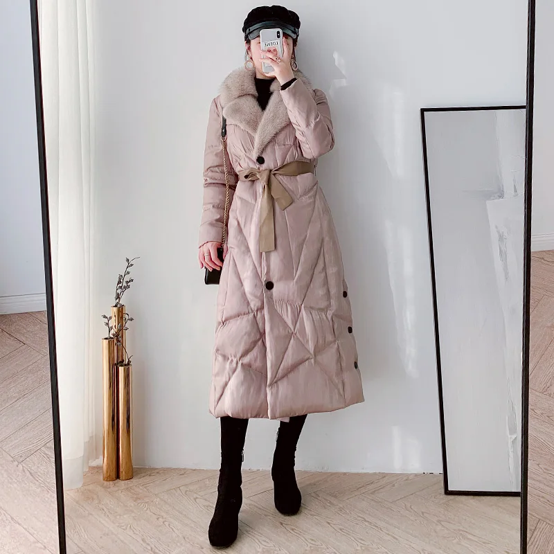 

Women's Winter Down Jacket Long Coat Female 90% White Goose Down Warm Parkas Woman Fox Fur Collar 2021 Abrigo Mujer Pph2760