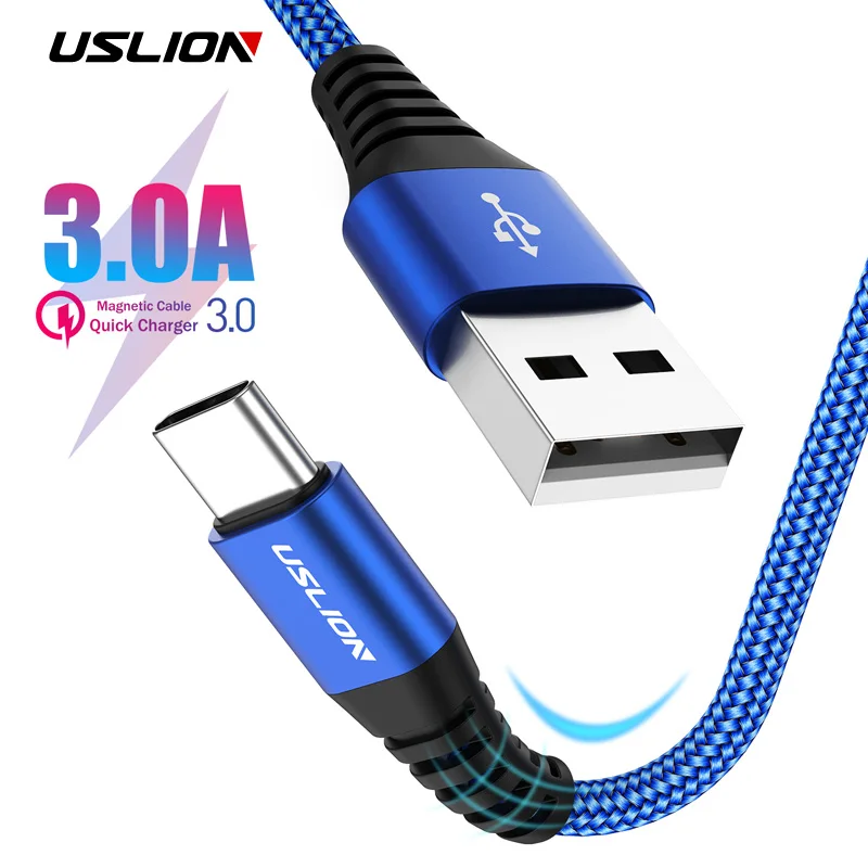 USLION 3A type C кабель Быстрая зарядка 3 0 USB для Xiaom Redmi Note7 мобильный передачи данных