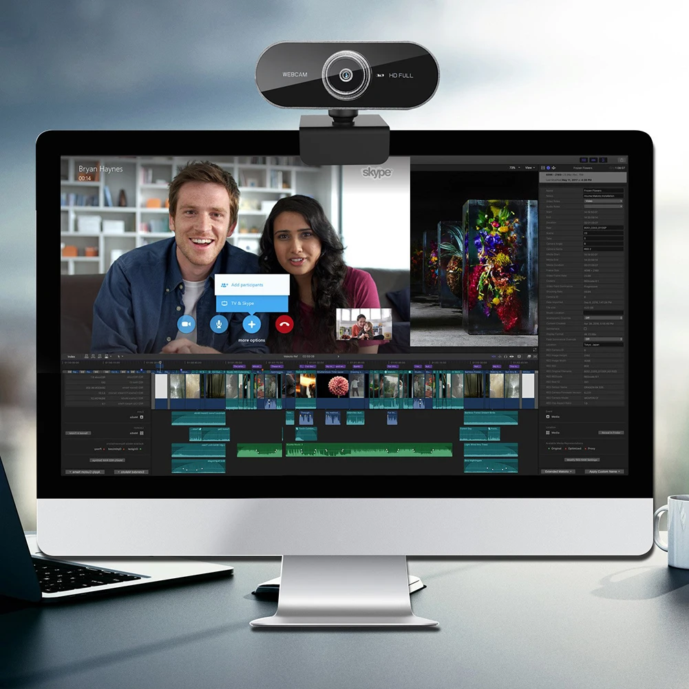 

USB 1080P Webcam Built-in Microphone Full HD Web Camera with 360 Rotatable Clip Widescreen Video Work Home Accessories