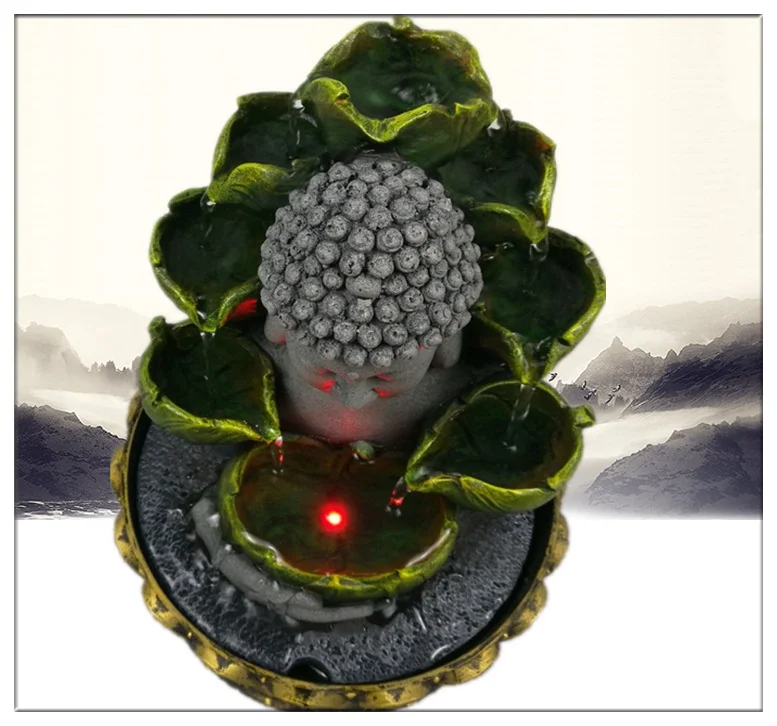 

Creative Buddha resin crafts water scenery Chinese style water ornament Running Water Led Fountain Living Room Waterscape