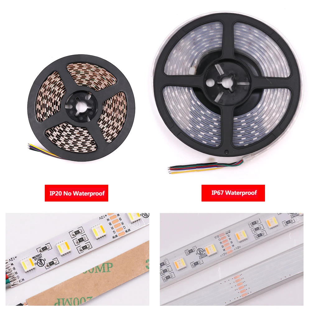 12В 24В 5м 5 цветов в 1 Чип светодиодный светильник RGB CCT RGBW RGBWW 30LED/M 60leds/M 96LED/M