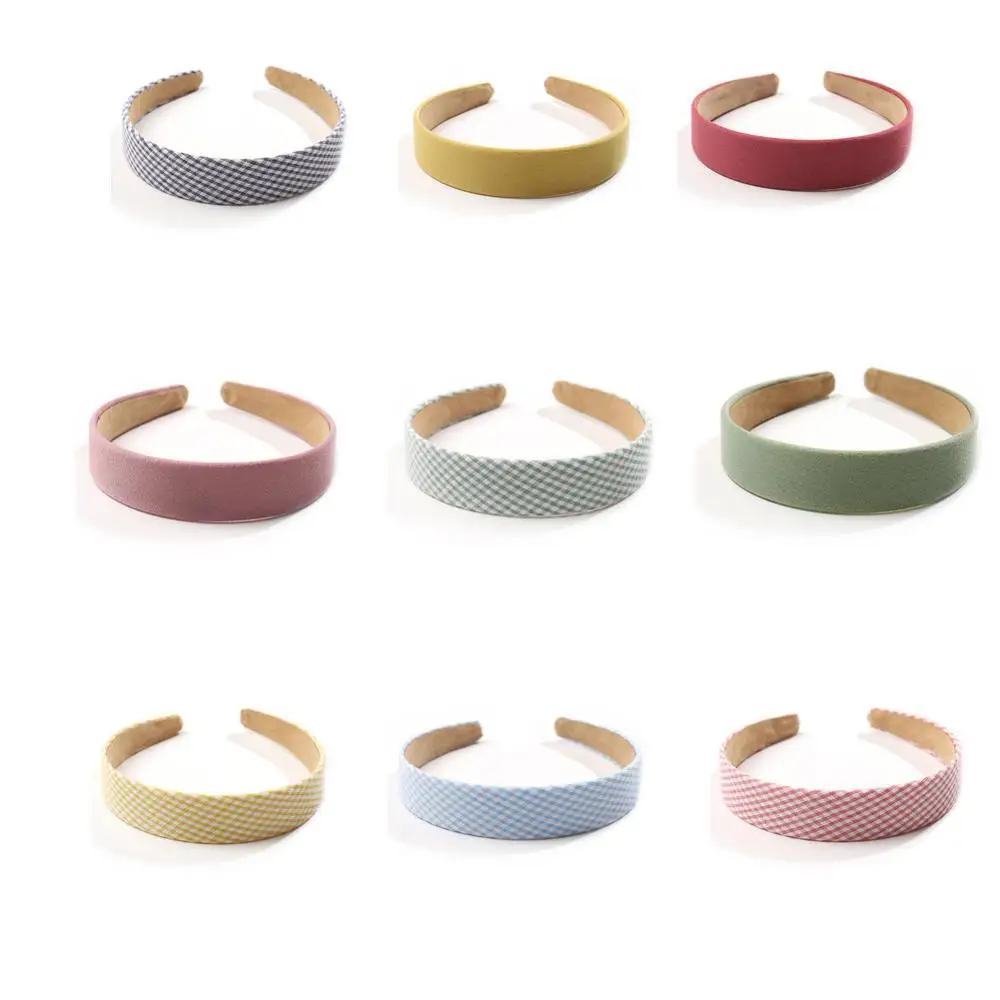 

New Fashion Western Style Solid Colors Thicken Padded Headband Bezel Turban Women Hair Hoop Hair Accessories Plaid headdress