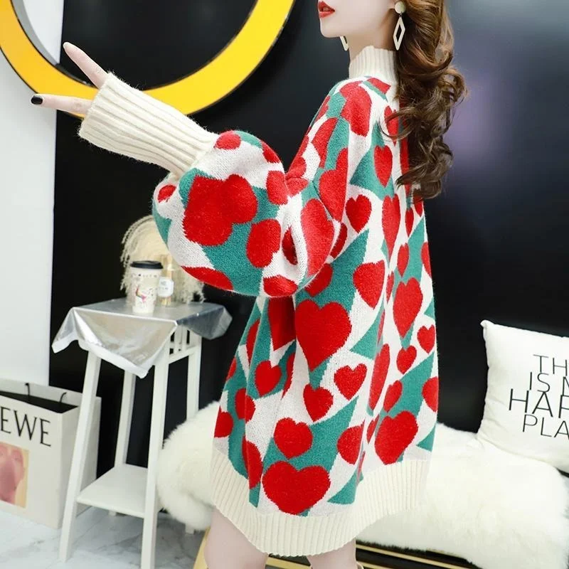 

2021 Hot Sweaters Women Streetwear Knitted Pullovers Tops Fashion Autumn Winter Oversized Long Sleeve Printing Jumper L58