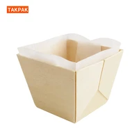 disposable wooden egg tart cake baking mold eco friendly wooden bakery dessert pastry tray packaging box