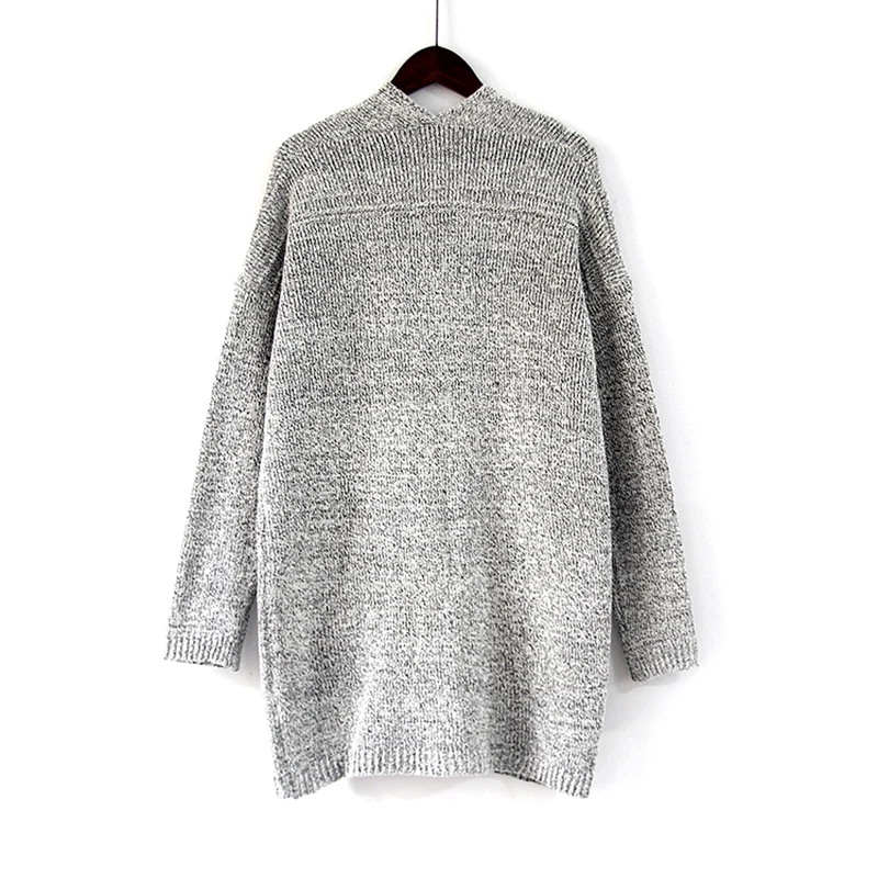 Phi Star European stand autumn winter sweater cardigan coat female long section sleeve large pocket women |