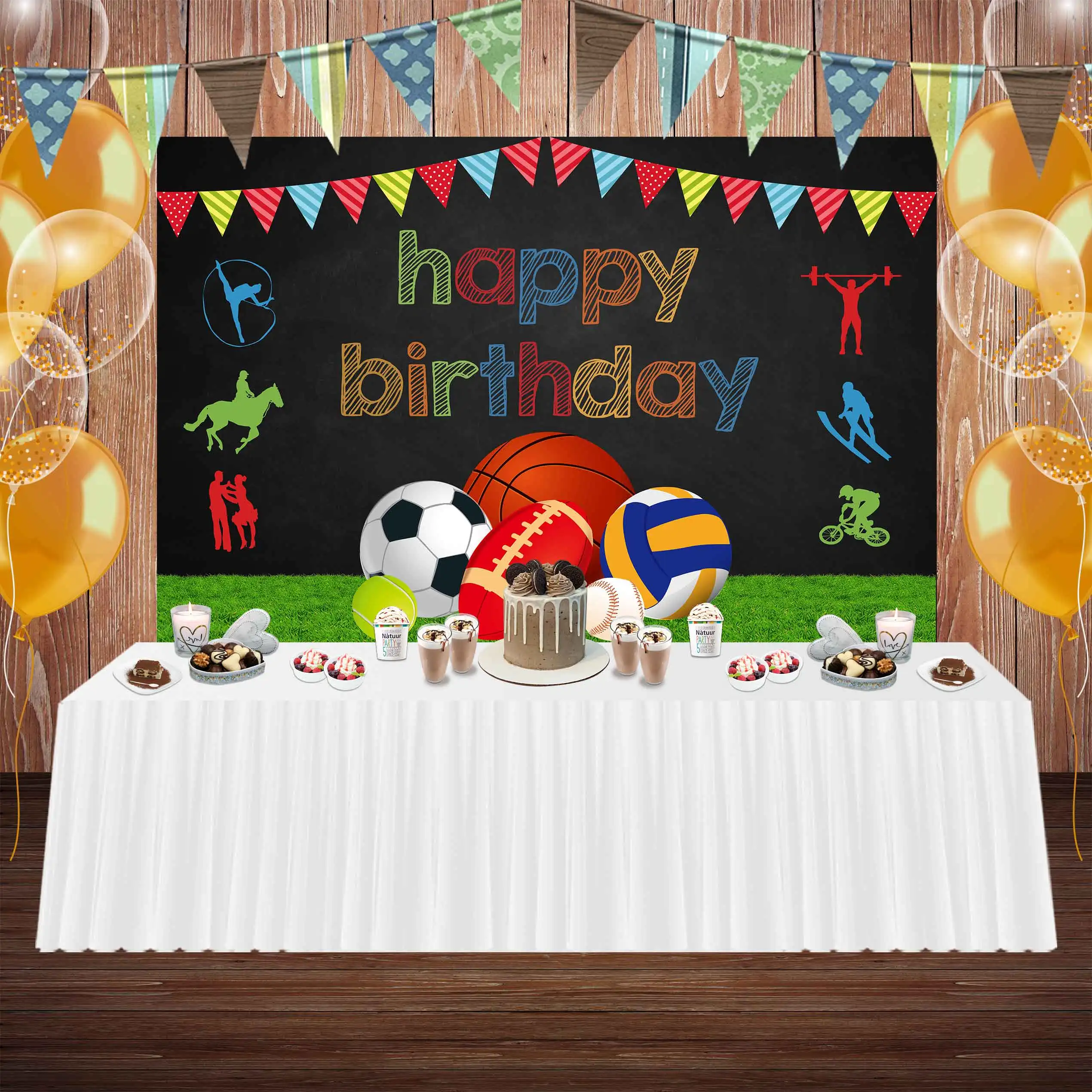 NeoBack Stadium Party Photo Backdrop Baby Shower Photography Physical Exercise Sports Field Happy Birthday Boy Score Background