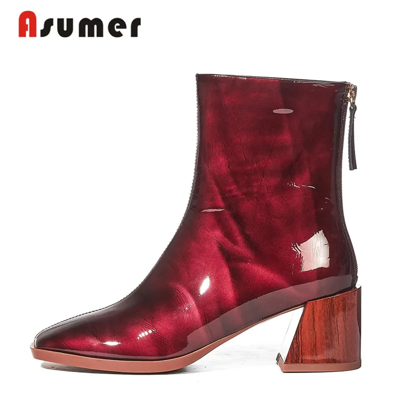 ASUMER/Высококачественные ботинки из натуральной кожи Осенняя обувь на высоком