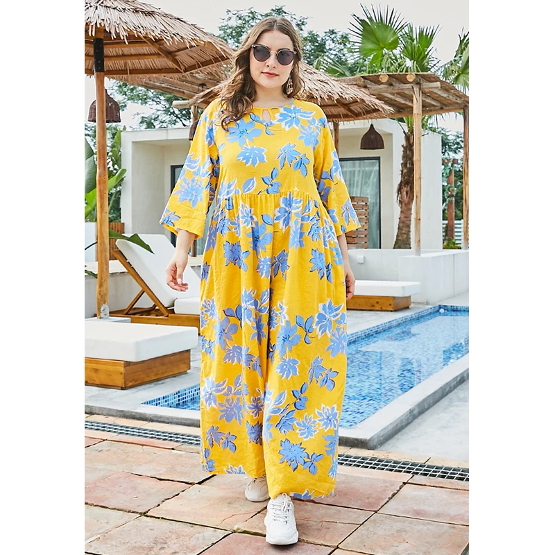 Женское длинное платье Siskakia размера плюс милое свободное макси трапециевидной