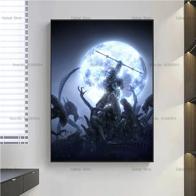 Винтажный инопланетянин против хищника классический Ужасный фильм HD плакаты и