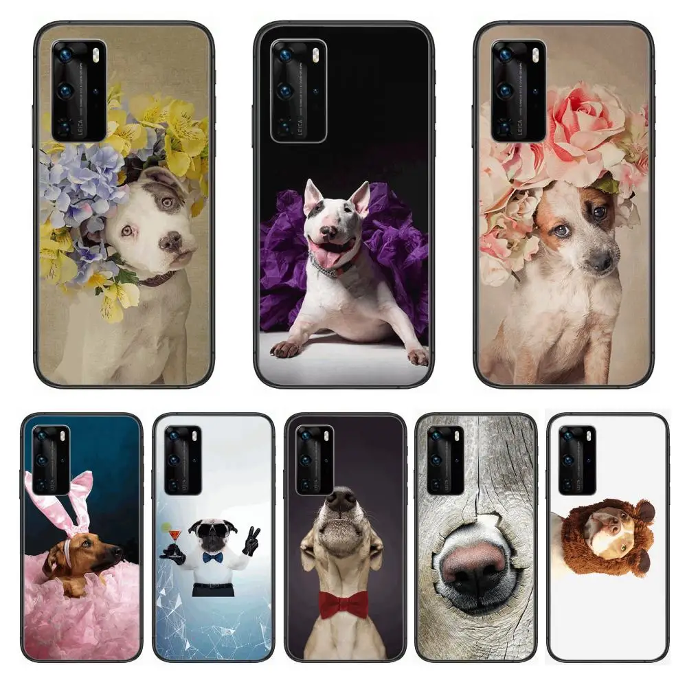 

Personality dress pet dog Fashionable and cute Phone Case For Huawei P 40 30 20 10 9 8 Lite E Pro Plus Black Etui Coque Paintin
