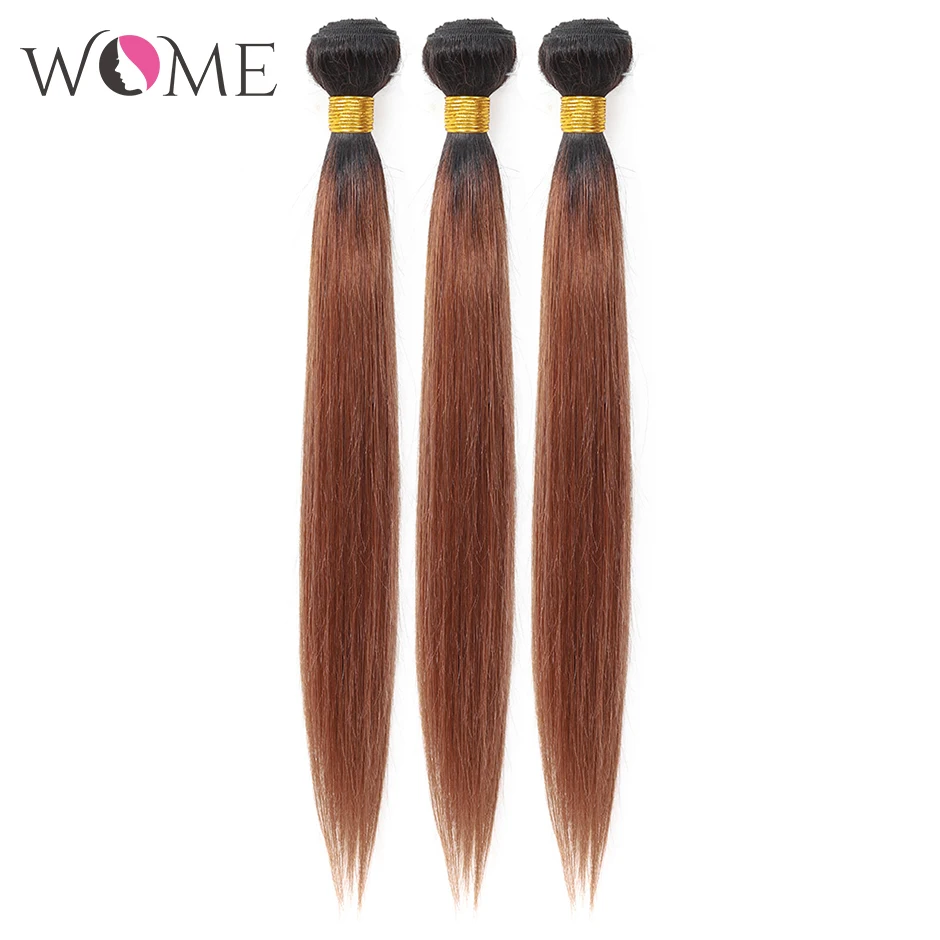 

WOME Ombre Straight Hair Bundles Pre-colored 1b/27 1b/30 1b/99j Indian Human Hair Bundles 1/3/4pcs Two Tone Non-remy Hair