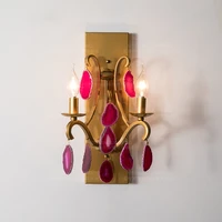 Pink agate wall lamps gold wall sconces lighting hallway bedroom antique lights modern home decorative lamps nordic loft lights