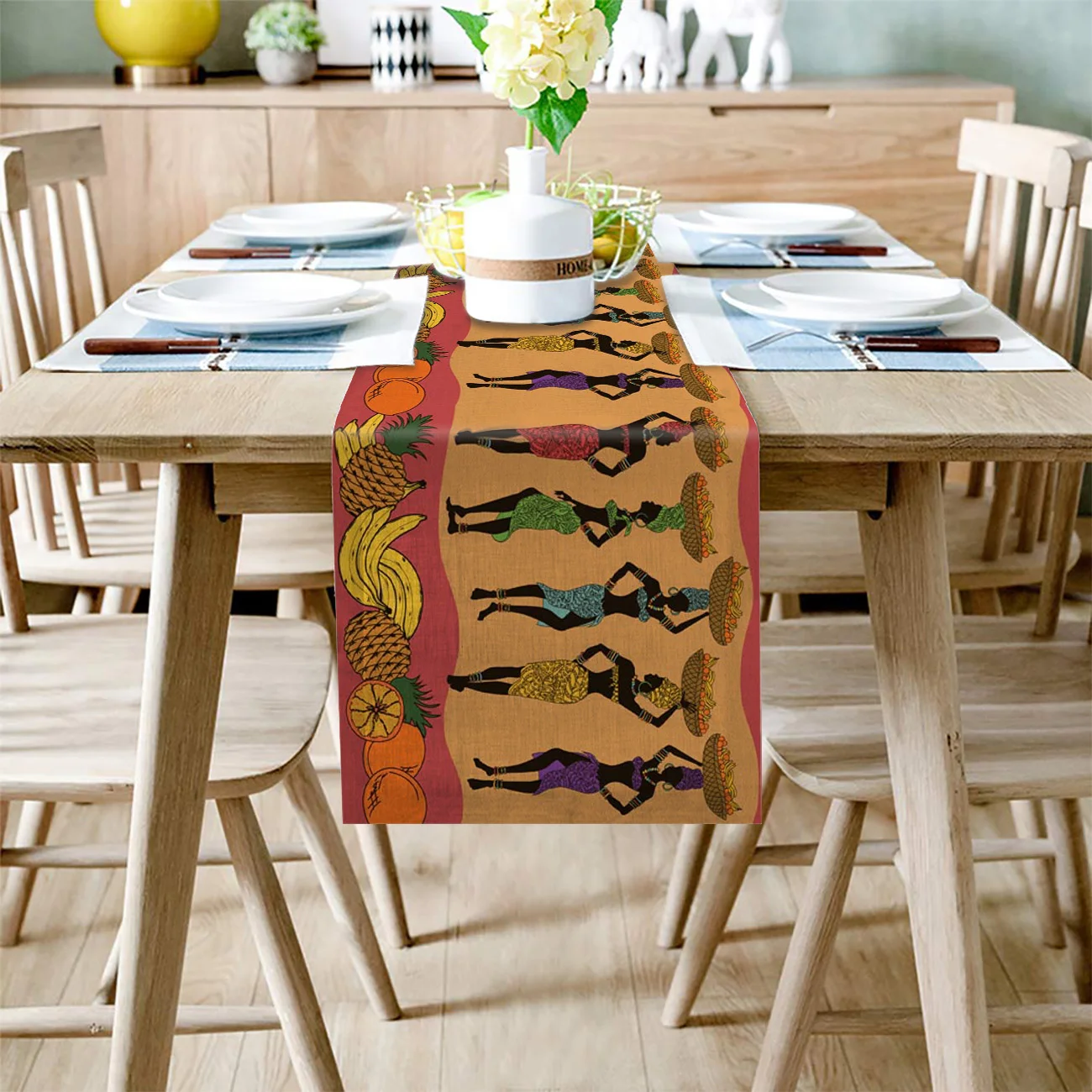 Скатерть для женщин Фруктовая корзина кухни в африканском стиле ужина праздника