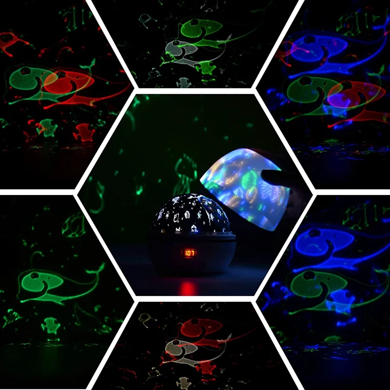 

Night Light Projector, Bedroom Ocean LED Timer Control Rotating Projection Lamp with Rabbit Ears for Baby