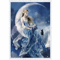 moon fairy canvas cross stitch kits art crafts accurate 11ct printed embroidery diy handmade needle work home decor