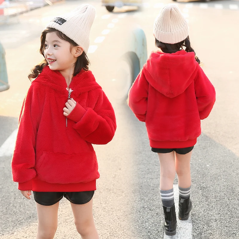 Новые зимние модные толстовки с капюшоном для девочек хлопковые теплые детские