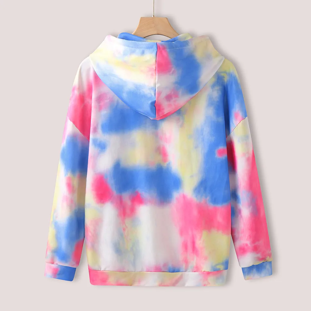 Women Tie-dye Causal Pullover Long Sleeve Round Neck Sweatshirt Top Blouse Для Женщин Sweetshirts Худи Толстовка Hoodies #SRN