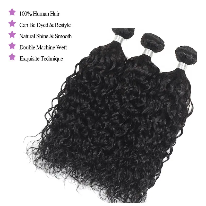 Волнистые волнистые пряди с закрытием 13*4 Кружевные бразильские человеческие