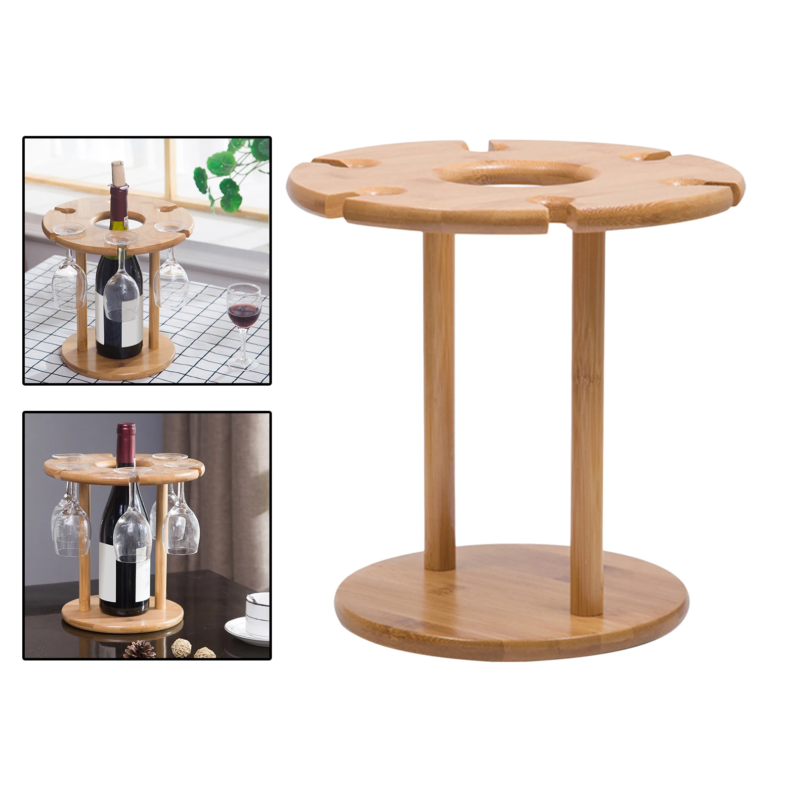 Подставка-органайзер для Винных Бокалов Бамбуковая настольная сушилка-посуда