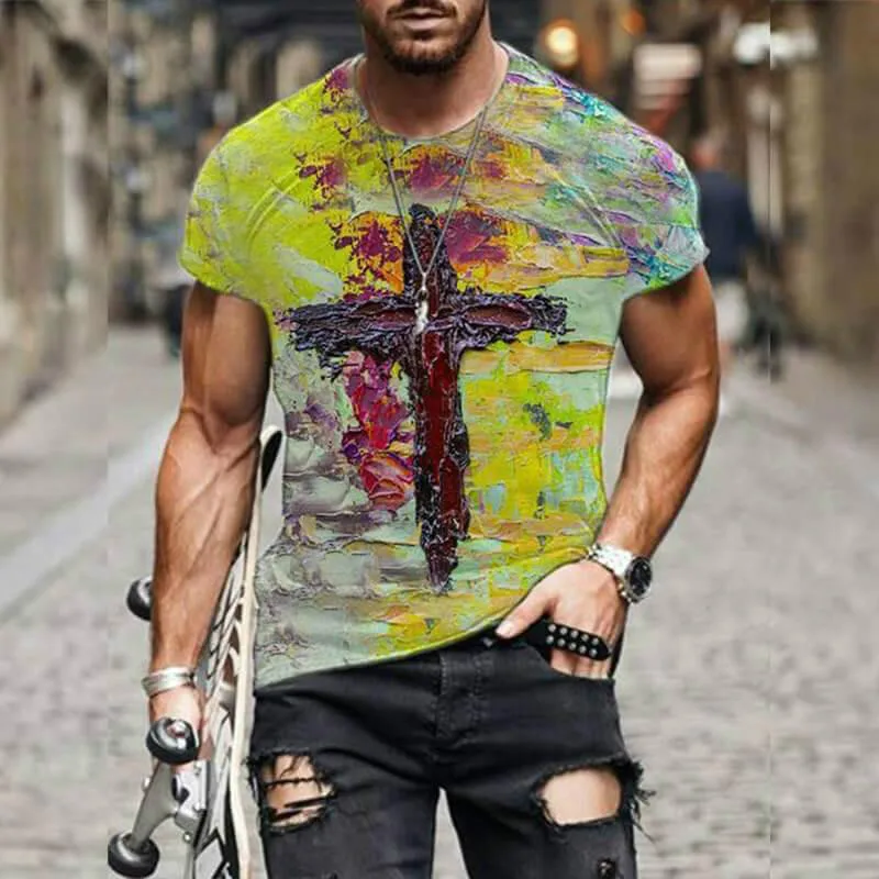 

Men Women Crosses Print T-shirt Casual Street 3DT Shirt Quality Overall Size New 2021 Sport New Items High
