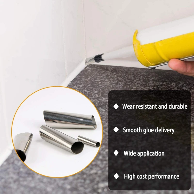 

14Pcs Stainless Steel Caulk Nozzle Applicator Kit,Perfect Caulking Finisher Kit with Fixing Tape,for Kitchen Window
