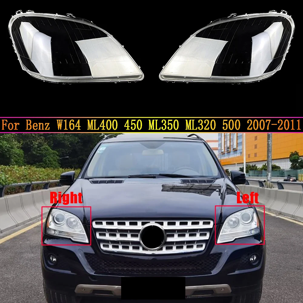 Car Headlight Cover For Mercedes-Benz W164 ML400 450 ML350 ML320 500 2007~2011 Headlamp Lens Replacement Auto Shell Lampshade