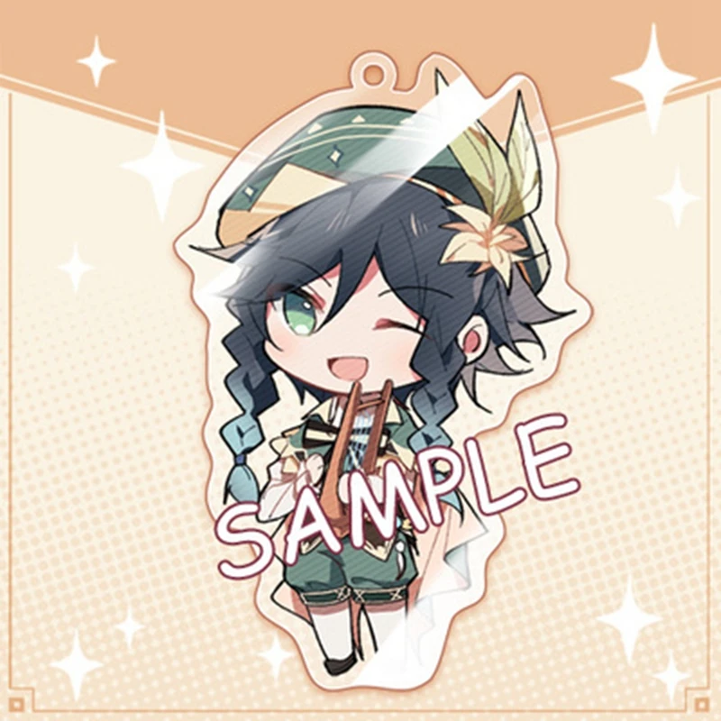 

2021 New Anime Genshin Impact KEQING BAIZHU MORAX Paimon Acrylic Keychain Two-Dimensional Game Peripheral Small Pendant 75mm