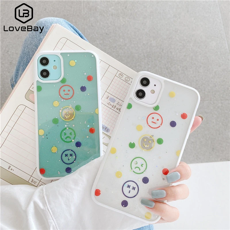Lovebay Прозрачный чехол для телефона с рисунком улыбки iPhone 11 Pro Max X XR XS 7 8 Plus яркие