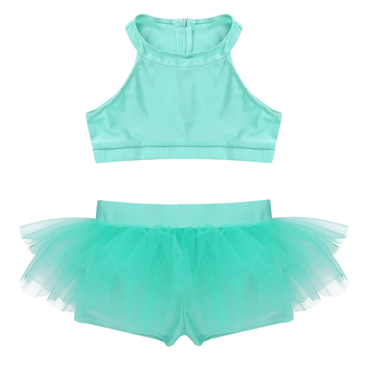 Детский укороченный топ на молнии без рукавов с гофрированными Низами для