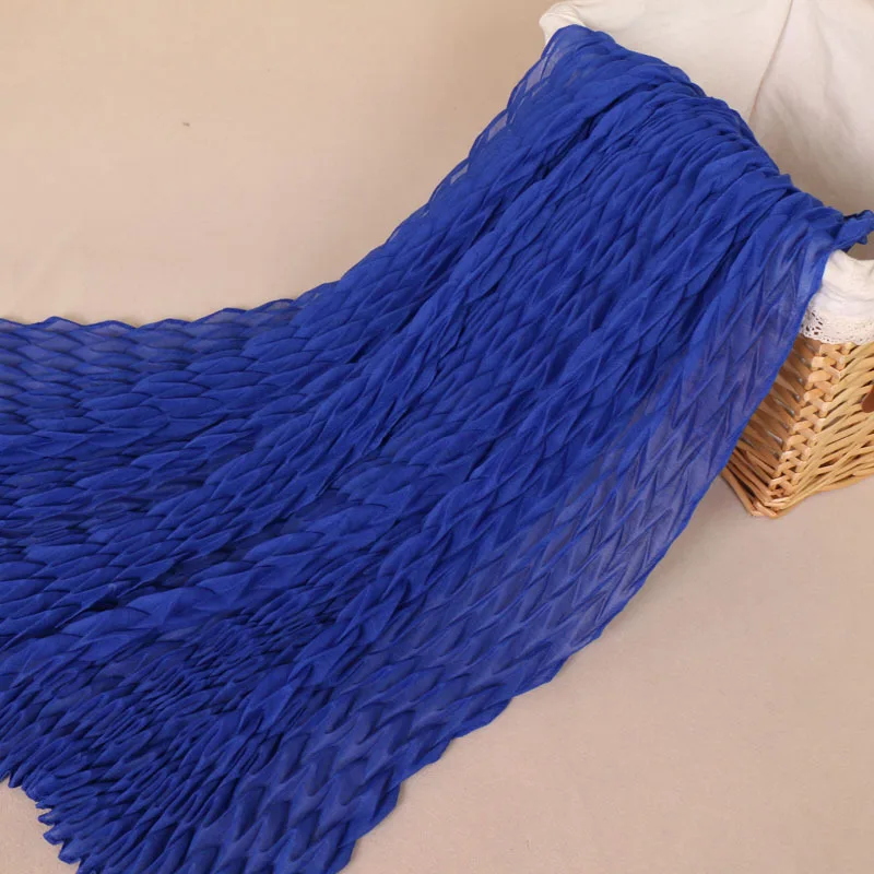 

Hot-selling Monochrome Balinese Women's Pleated Scarf, Autumn Crimped Scarf, Long Shawl, Long Scarf Four Seasons Beach