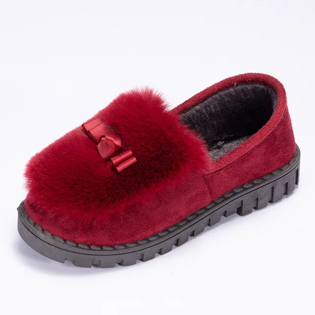 D4-153 Red UPUPER/зимняя обувь; женские лоферы на плоской подошве; удобная теплая обувь; коллекция года; модные бархатные Лоферы без застежки; женская обувь; повседневная обувь на плоской подошве - Цвет: D4-153 Red