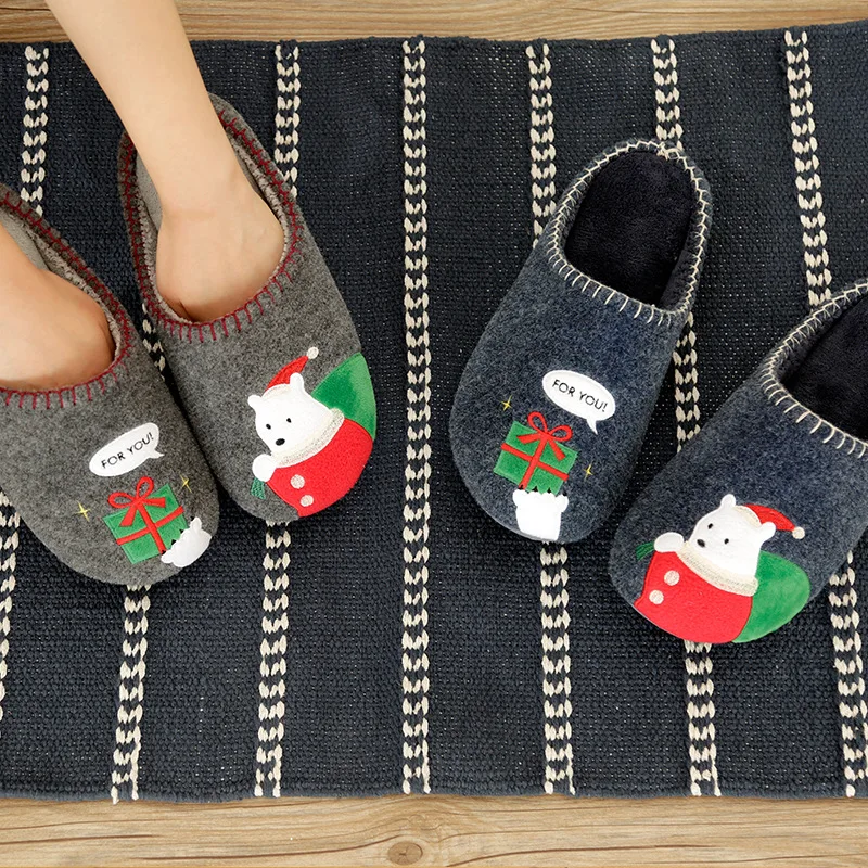 Christmas Japanese-style Autumn and Winter Indoor Non-slip Mute Men and Women Couples Warm Cotton Slippers