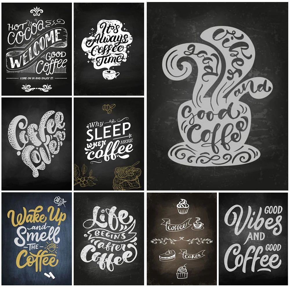 

Coffee Quotes Cafe Shop Letter Posters Wall Pictures For Kitchen Room Still Life Nordic Poster Wall Art Canvas Painting Unframed