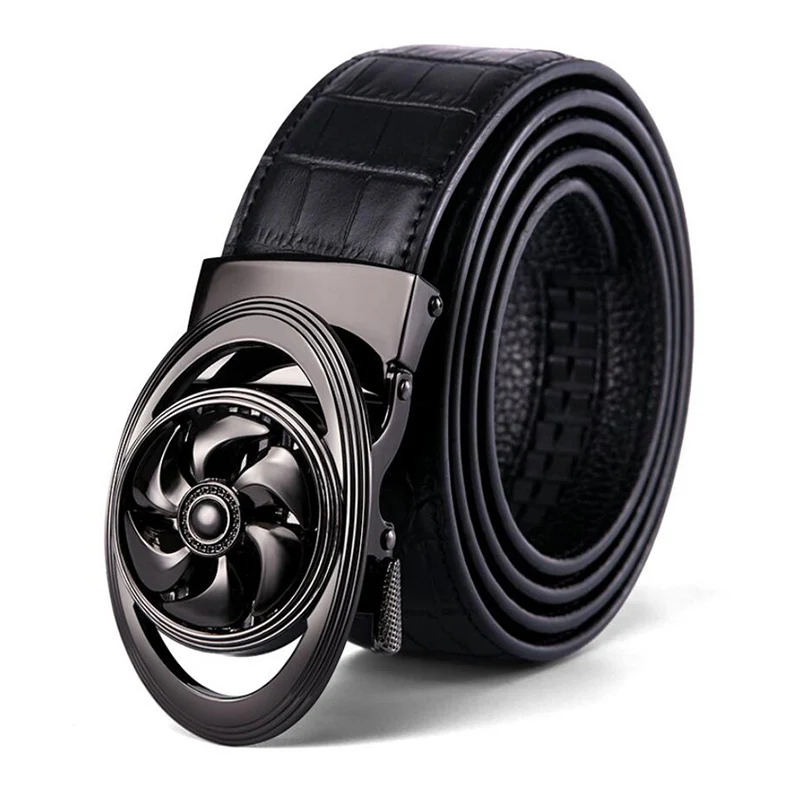 

Ремень XKS191 мужской с вращающейся пряжкой из натуральной кожи, с крокодиловой текстурой, из воловьей кожи, с узором под аллигатора, для джинс...