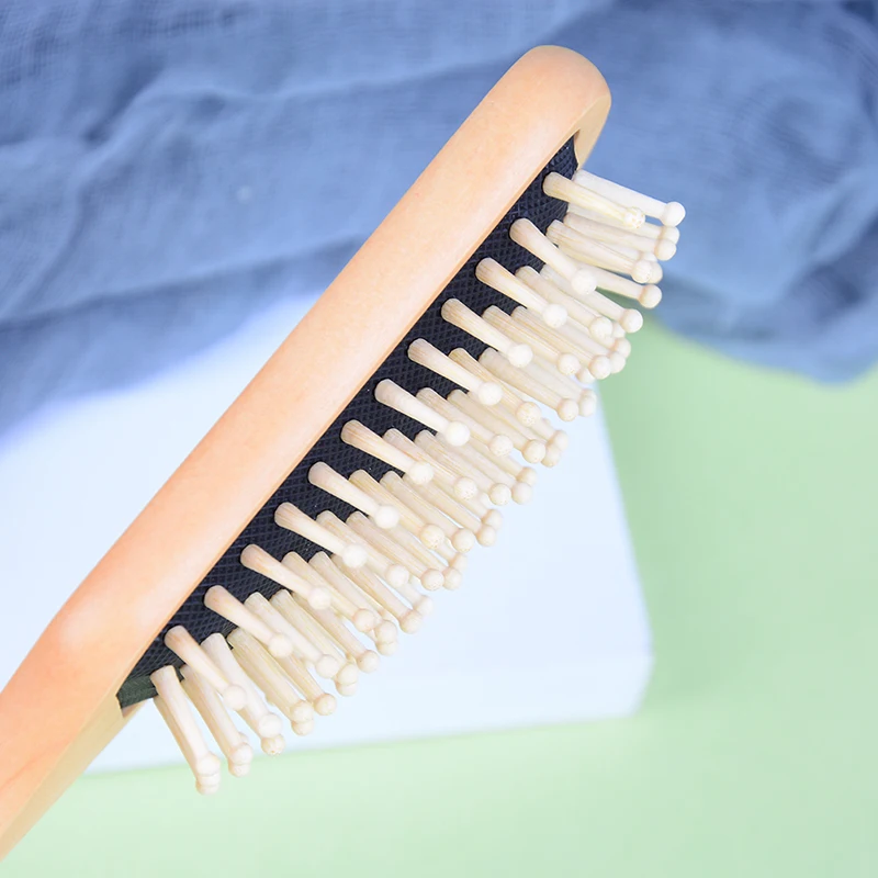 

1pc Massage Hair Comb Wooden Paddle Comb Brushes Massage Pointed Handle Anti-static Cushion Hair Cares