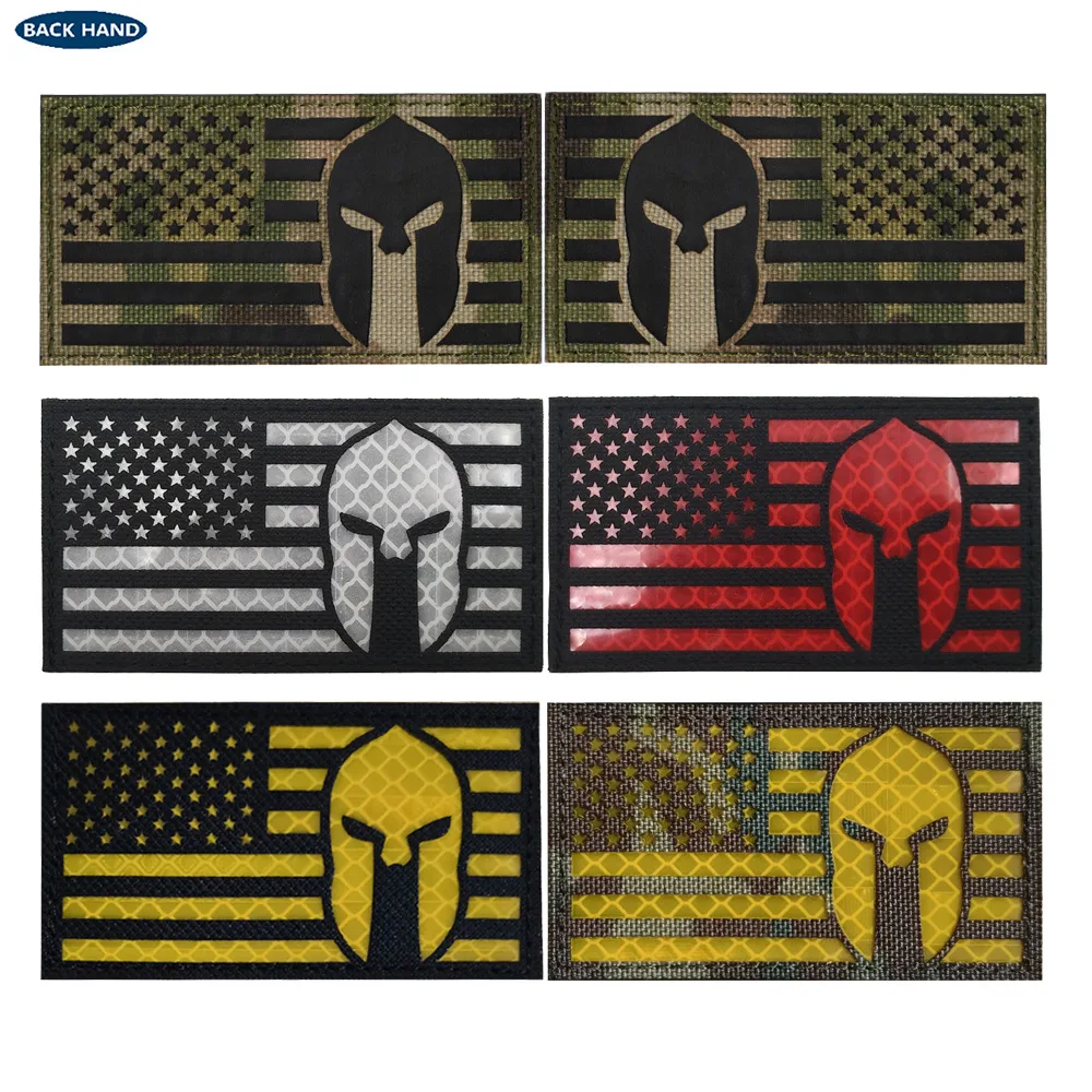 США шлем с флагом Спартанские нашивки эмблемой ик инфракрасные Светоотражающие