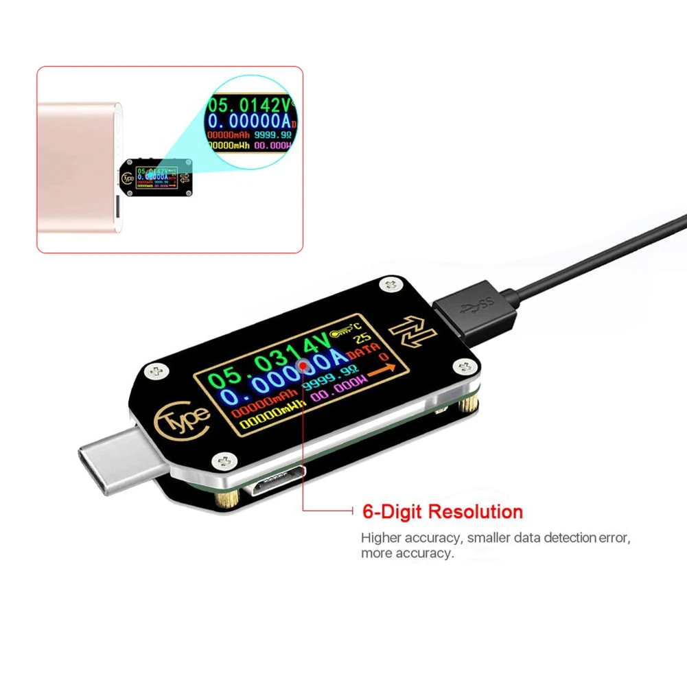 

TC66C Type-C PD Trigger USB-C Voltmeter Ammeter Voltage 2 Way Current Meter Multimeter PD Charger Battery USB Voltage Tester