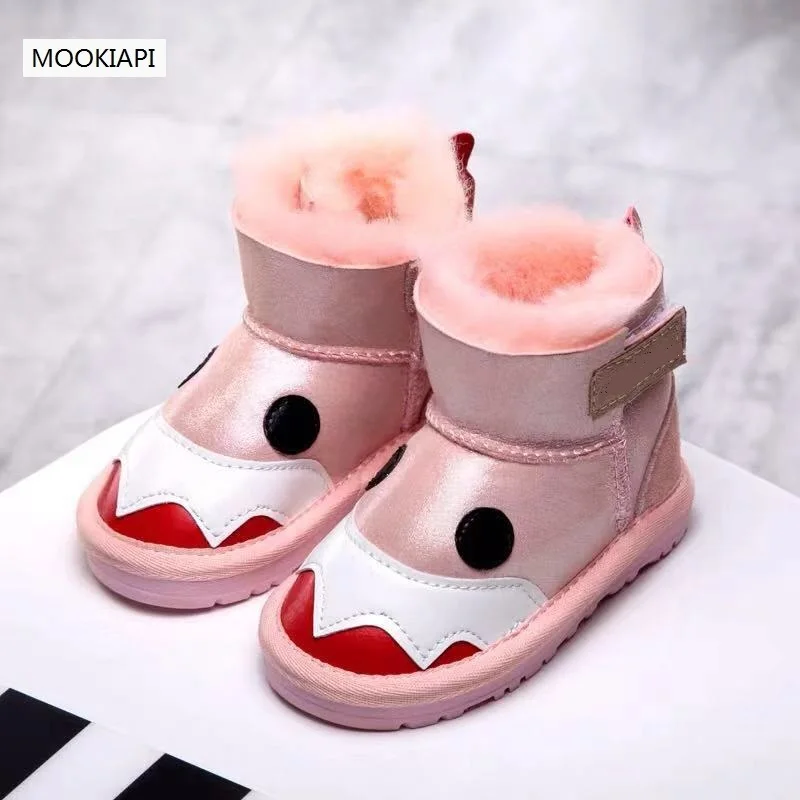 Австралийские новые зимние ботинки из овечьей кожи и меха 2019 г. Детская обувь