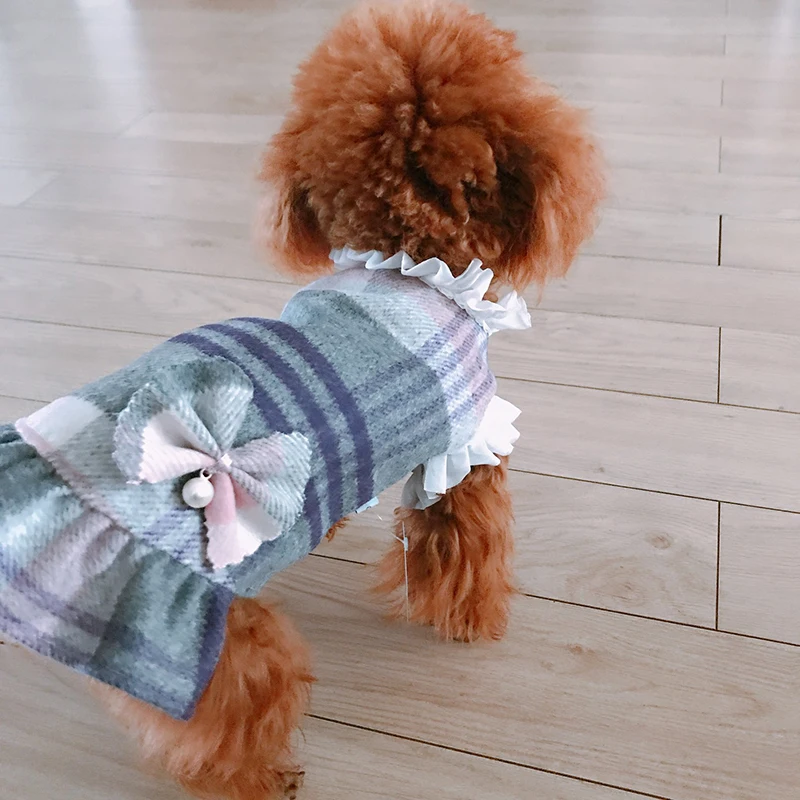 Платье для домашних животных собак теплая шерстяная ткань одежда щенков