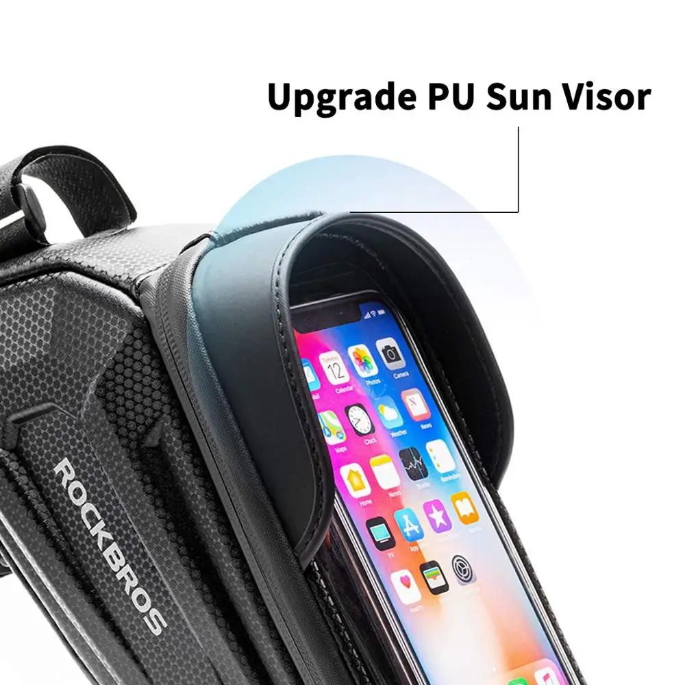 rockbros waterproof bicycle bag 1 7l top tube handlebar bag 6 8 touch screen hard shell bike phone bag bicycle accessoriess free global shipping