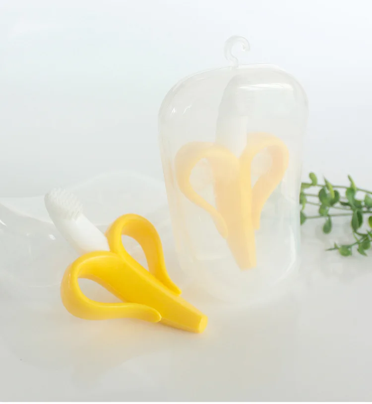 Детская силиконовая учебная зубная щетка BPA Free в форме бананов Безопасный