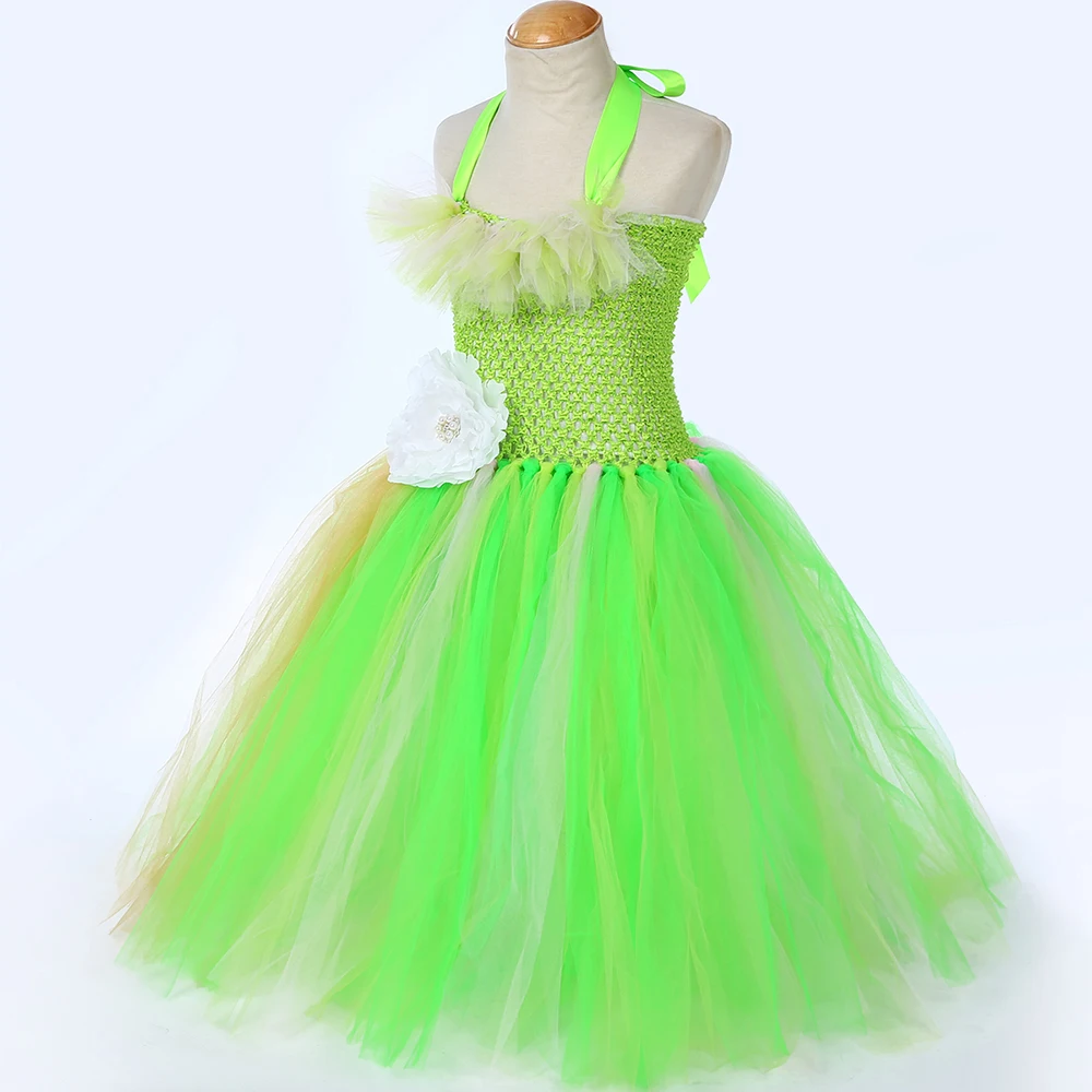 Girls Frog Princess Tutu Dress Green Tulle Flower Girl Birthday Party Gowns Kids Dresses for Halloween Costume | Детская одежда и