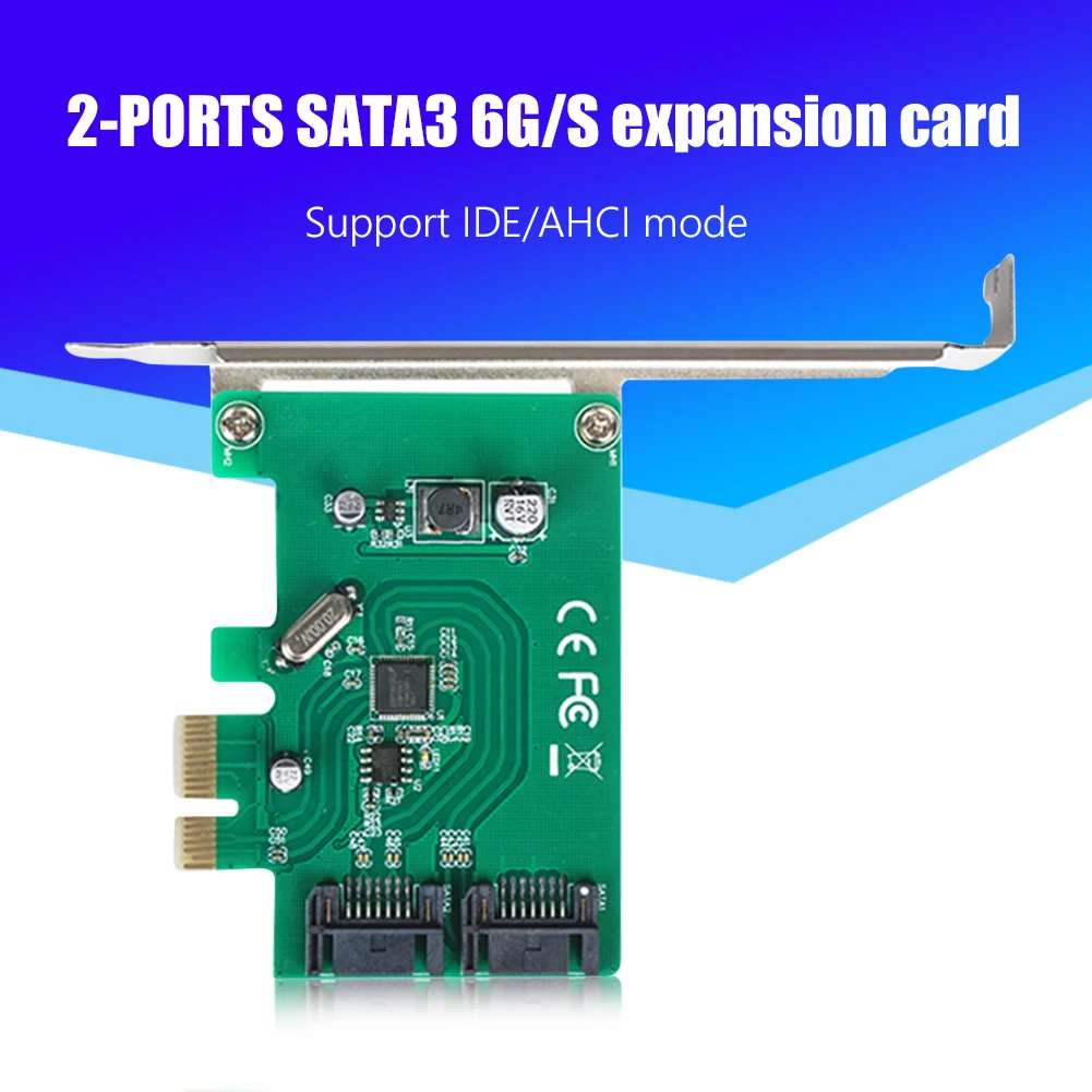 

Плата расширения PCIe SATA, 2 порта, PCI-E на SATA, 6 Гбит/с, PCI Express SATA 3,0, плата контроллера, 2 7-контактных разъема Serial ATA