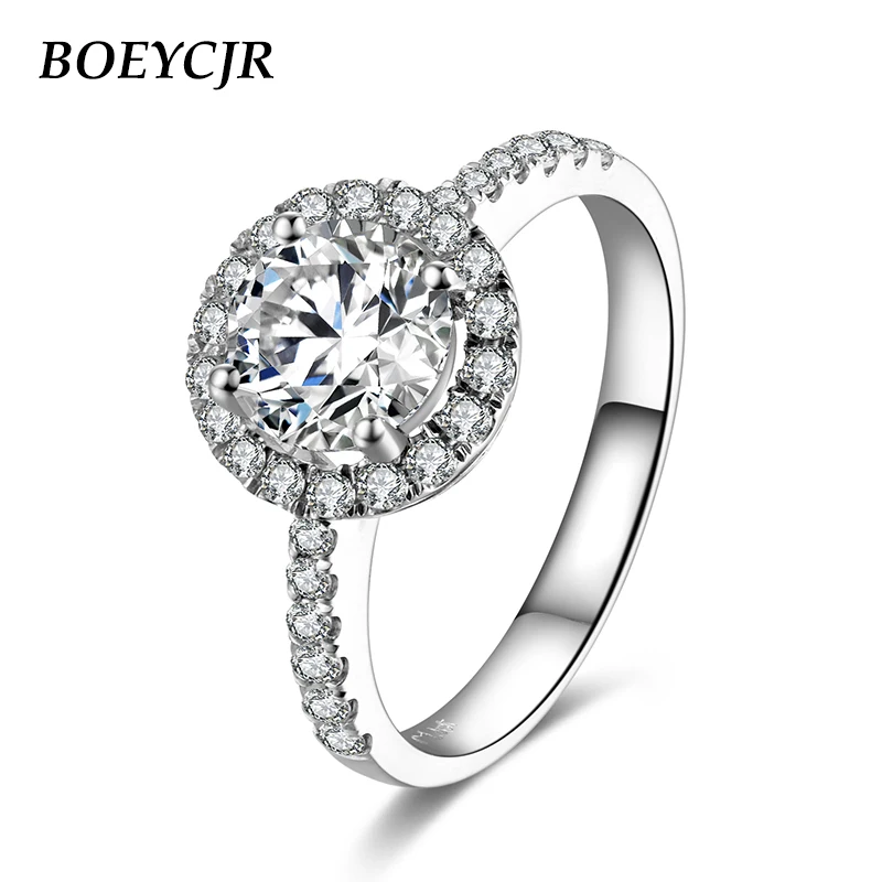 BOEYCJR 925 серебро 0.5ct/1ct/2ct/3ct F цвет Moissanite VVS обручальное свадебное кольцо с бриллиантом с национальным сертификатом для женщин